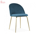 Europe Modern Design Furniture Gold Finish Velvet Restaurant Chair Stainless Steel Dinning Chair